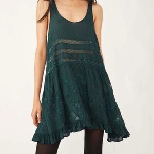 Free People Voila Trapeze Dress Vine Green Small NWT